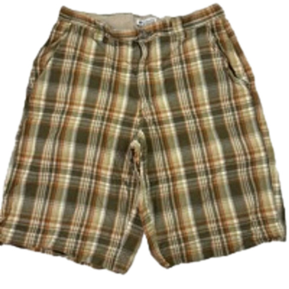 Men's  Columbia Plaid Shorts Size 32 Green Brown - Picture 1 of 9